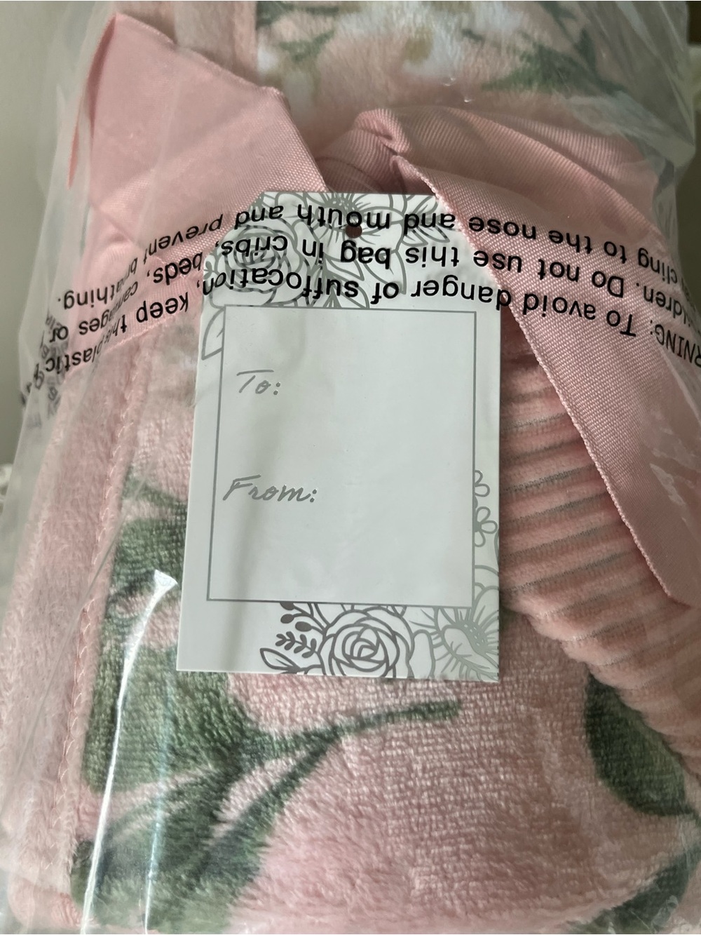 Home Reflections Pink Floral Plush Throw Blanket - Picture 3 of 3